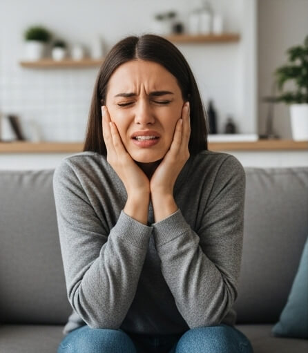Women image in tooth pain - Emergency dentist Haslemere